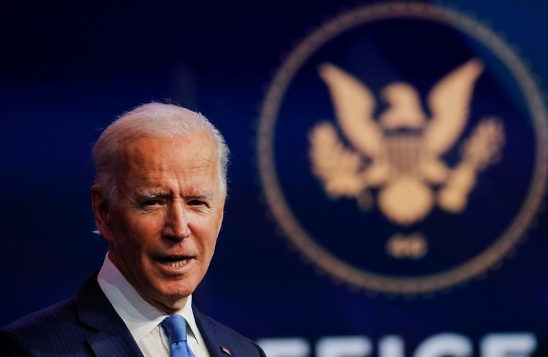 &copy; Reuters. U.S. President-elect Joe Biden announces nominees and appointees to his presidential administration during a news conference at his transition headquarters in Wilmington, Delaware, U.S., December 11, 2020. REUTERS/Mike Segar/ File Photo