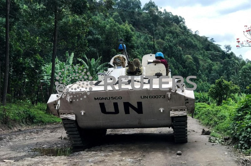 &copy; Reuters. دبابة تابعة لبعثة الأمم المتحدة لتحقيق الاستقرار في جمهورية الكونجو الديمقراطية (مونوسكو)تقوم بدورية تفتيشية في المناطق المتضررة بهجمات ا