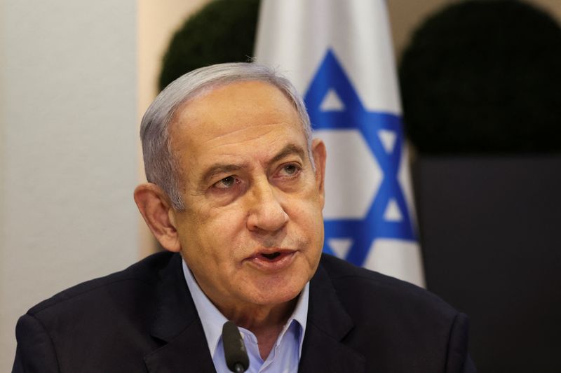 &copy; Reuters. Primeiro-ministro de Israel, Benjamin Netanyahu, durante reunião semanal de gabinete em Tel Aviv
07/01/2024 REUTERS/Ronen Zvulun/Pool