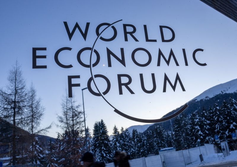 &copy; Reuters. FILE PHOTO: A logo is pictured in the Congress Center ahead of the annual meeting of the World Economic Forum (WEF) in Davos, Switzerland, January 13, 2024. REUTERS/Denis Balibouse/File Photo