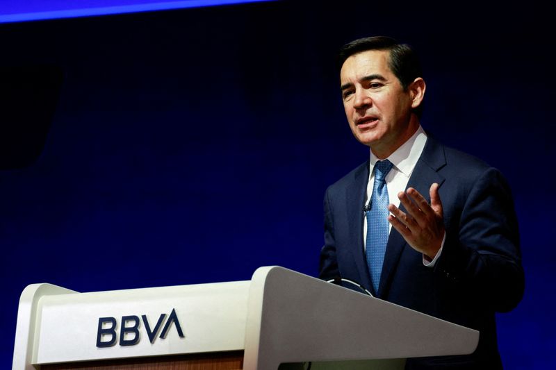 &copy; Reuters. FILE PHOTO: BBVA president Carlos Torres Vila addresses the Annual General Meeting of Shareholders at the Palacio Euskalduna in Bilbao, Spain, March 17, 2023. REUTERS/Vincent West/File Photo