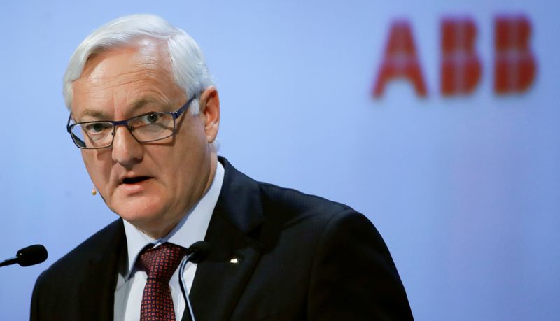 &copy; Reuters. File photo: Chairman Peter Voser of Swiss power technology and automation group ABB addresses the company's annual shareholder meeting in Zurich, Switzerland, March 29, 2018. REUTERS/Arnd Wiegmann/File photo