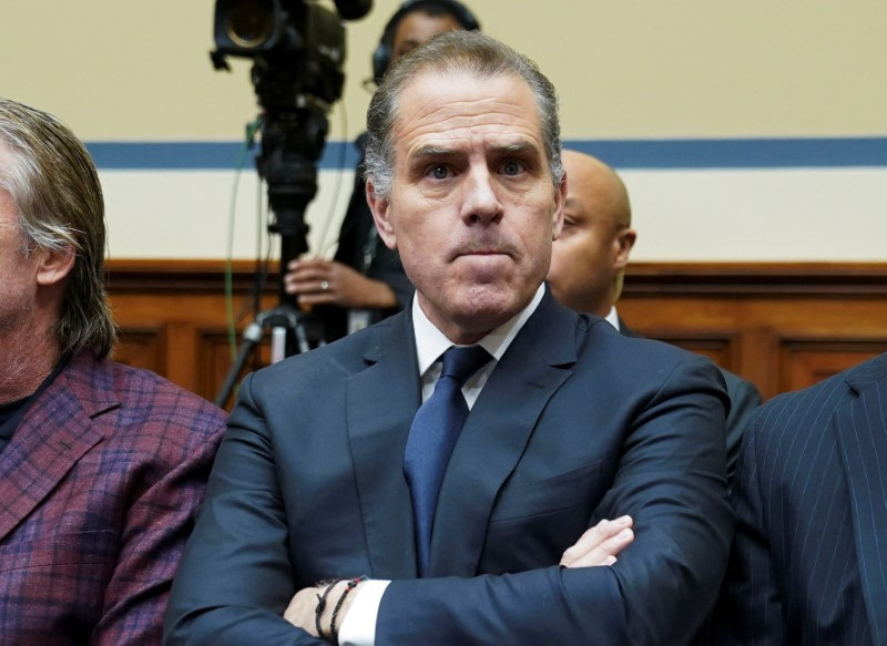 &copy; Reuters. Hunter Biden, son of U.S. President Joe Biden, is seen as he makes a surprise appearance at a House Oversight Committee markup and meeting to vote on whether to hold Biden in contempt of Congress for failing to respond to a request to testify to the House