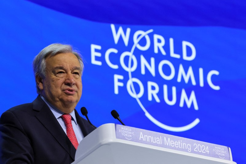 &copy; Reuters. El secretario general de la ONU, Antonio Guterres, durante la 54ª reunión anual del Foro Económico Mundial en Davos, Suiza. 17 de enero de 2024. REUTERS/Denis Balibouse