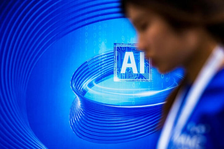 &copy; Reuters. Imagen de archivo de un símbolo de inteligencia artificial en una conferencia tecnológica en Shanghái, China. 6 julio 2023. REUTERS/Aly Song