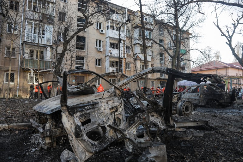 &copy; Reuters. Ataque de drone russo em Odessa
 17/1/2024   REUTERS/Stringer