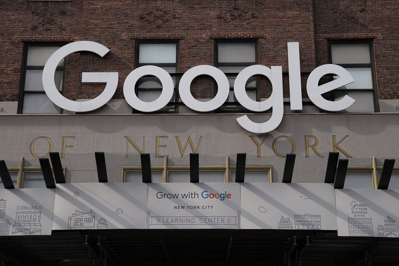 &copy; Reuters. Logo do Google em edifício da empresa em Nova York, EUA
20/10/2020 REUTERS/Carlo Allegri/Arquivo
