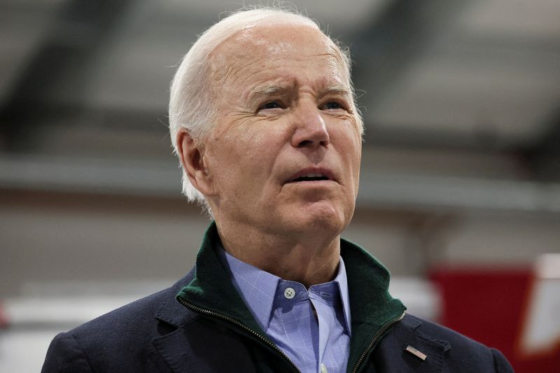 &copy; Reuters. FILE PHOTO: U.S. President Joe Biden speaks to the press, as he visits Allentown Fire Training Academy, in Allentown, Pennsylvania, U.S., January 12, 2024. REUTERS/Leah Millis/File Photo