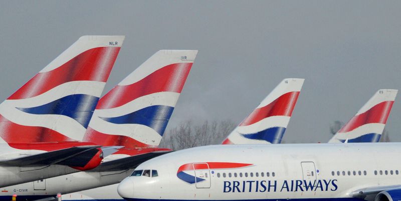 &copy; Reuters. FILE PHOTO:  British Airways aircraft are parked at Heathrow Airport in west London February 5, 2010. REUTERS/Toby Melville/File Photo