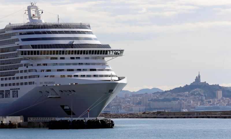 &copy; Reuters. La nave da crociera Msc Preziosa ormeggiata al Grand Port Maritime Marseille (GPMM), a Marsiglia, Francia, 15 novembre 2019. REUTERS/Jean-Paul Pelissier