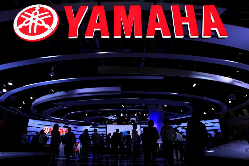 &copy; Reuters. FILE PHOTO: Yamaha motor logo is seen in Tokyo Motor Show in Tokyo, Japan October 24, 2019. REUTERS/Soe Zeya Tun/File Photo