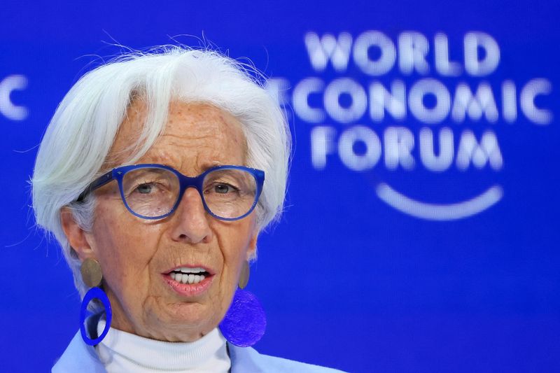 &copy; Reuters. European Central Bank (ECB) President and Member of Board of Trustees of the World Economic Forum Christine Lagarde speaks during the 54th annual meeting of the World Economic Forum, in Davos, Switzerland, January 19, 2024. REUTERS/Denis Balibouse