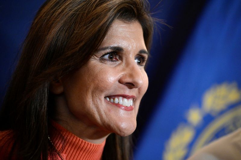 &copy; Reuters. Republican presidential candidate and former U.S. Ambassador to the United Nations Nikki Haley holds a rally at the Omni Mt. Washington Hotel & Resort in Bretton Woods, New Hampshire, U.S. January 16, 2024.  REUTERS/Faith Ninivaggi/File Photo