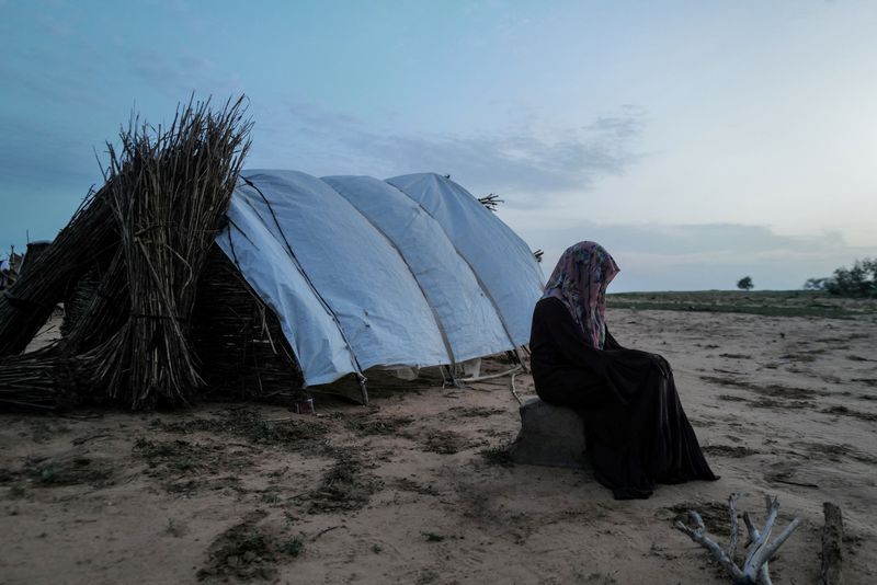 &copy; Reuters. FILE PHOTO: A 15-year-old victim of sexual violence in El Geneina, West Darfur,  is seen outside a makeshift shelter in Adre, Chad, August 1, 2023. REUTERS/Zohra Bensemra/File Photo