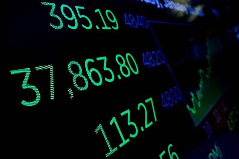 &copy; Reuters. Painel mostra índices na Bolsa de Nova York
19/01/2024
REUTERS/Brendan McDermid
