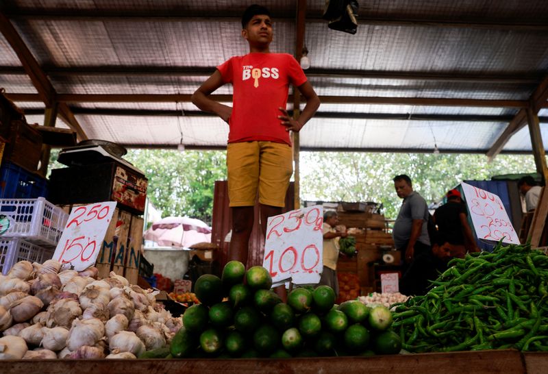 &copy; Reuters. A vendor waits for customers at a stall at a main market, on the day President Ranil Wickremesinghe, who is also the island nation's finance minister, presents the annual budget in Colombo, Sri Lanka November 13, 2023. REUTERS/Dinuka Liyanawatte/ File Pho