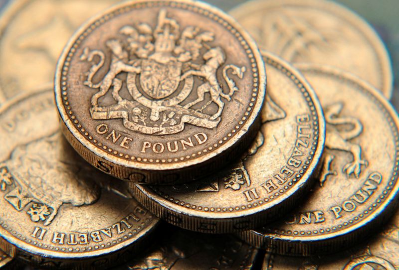 &copy; Reuters. A pile of one pound coins is seen in a photo illustration shot June 17, 2008.  REUTERS/Toby Melville/Illustration/File Photo