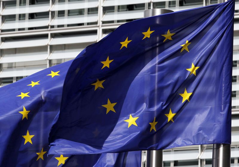 © Reuters. European flags are seen outside the European Commission headquarters in Brussels June 30, 2010. REUTERS/Thierry Roge/File Photo