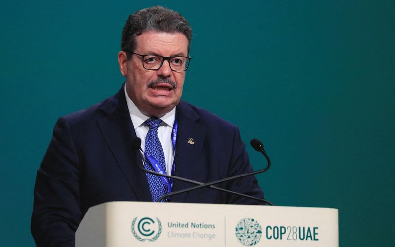 &copy; Reuters. محمد هامل الأمين العام لمنتدى الدول المصدرة للغاز يلقي بيانا في قمة المناخ العالمية (كوب28) في دبي يوم التاسع من ديسمبر كانون الأول 2023. تصوير: 