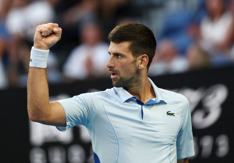 &copy; Reuters. Novak Djokovic em vitória sobre Taylor Fritz
  23/1/2024     REUTERS/Eloisa Lopez