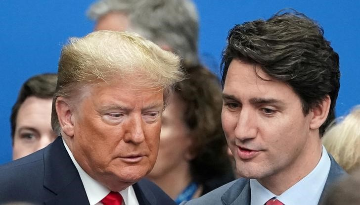 &copy; Reuters. Foto de archivo del ex Presidente Donald Trump y el primer ministro canadiense Justin Trudeau en una cumbre de la OTAN en Watford, Gran Bretaña 
Dic 4, 2019. REUTERS/Kevin Lamarque