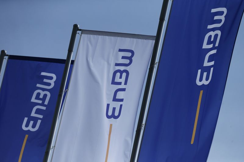 &copy; Reuters. Flags of German power supplier EnBW Energie Baden-Wuertemberg AG are pictured at the company's headquarters in Karlsruhe, March 17, 2015.        REUTERS/Ralph Orlowski/ File Photo