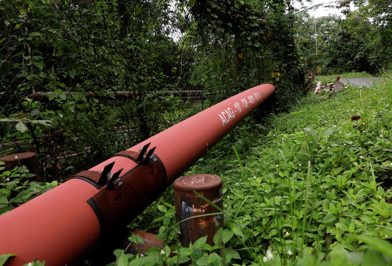 &copy; Reuters. FILE PHOTO: A pipeline of state-owned Petroecuador is pictured as Ecuador is preparing to shut down oil production in the Yasuni Amazon reserve, in Via Auca, Orellana province, Ecuador July 28, 2023. REUTERS/Karen Toro/File Photo