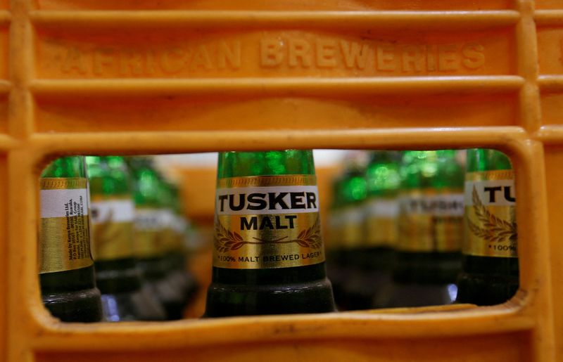 &copy; Reuters. FILE PHOTO: A bottle of Tusker Malt beer is seen inside a crate at the East African Breweries Limited factory in Ruaraka factory in Nairobi, Kenya April 6, 2018. REUTERS/Thomas Mukoya/File Photo