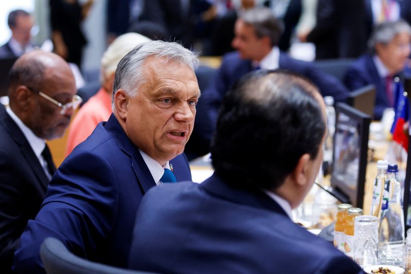 &copy; Reuters. FILE PHOTO: Hungarian Prime Minister Victor Orban attends a roundtable during the summit between leaders of the European Union (EU) and the Community of Latin American and Caribbean States (CELAC), in Brussels, Belgium July 17, 2023. REUTERS/Johanna Geron