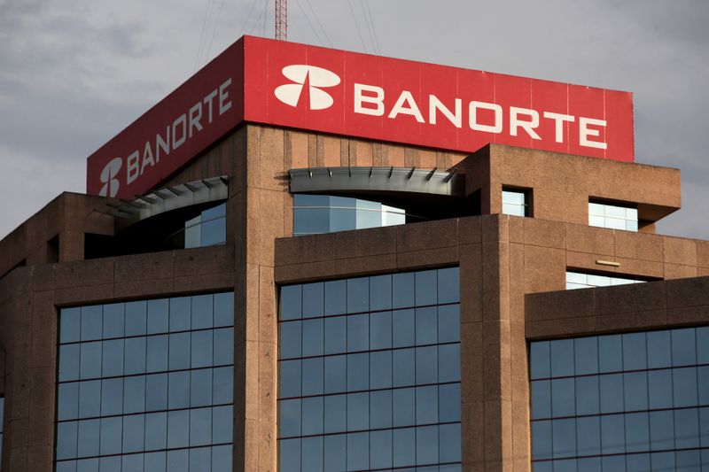 &copy; Reuters. FILE PHOTO: A general view shows the of headquarters of Banorte Bank in Monterrey, Mexico, June 17, 2019.REUTERS/Daniel Becerril/File Photo