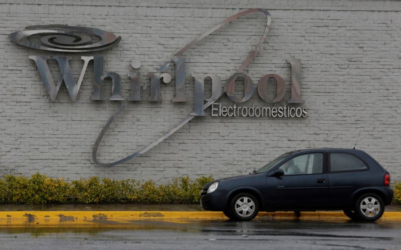 &copy; Reuters. A car parks by the Whirlpool logo is seen at their plant in Apodaca, Monterrey, Mexico January 27, 2017. REUTERS/Daniel Becerril/File Photo
