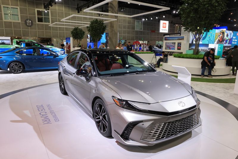 © Reuters. FILE PHOTO: A Toyota Camry is displayed during the press day preview of the Los Angeles Auto Show in Los Angeles, California, U.S. November 16, 2023.  REUTERS/David Swanson/File Photo