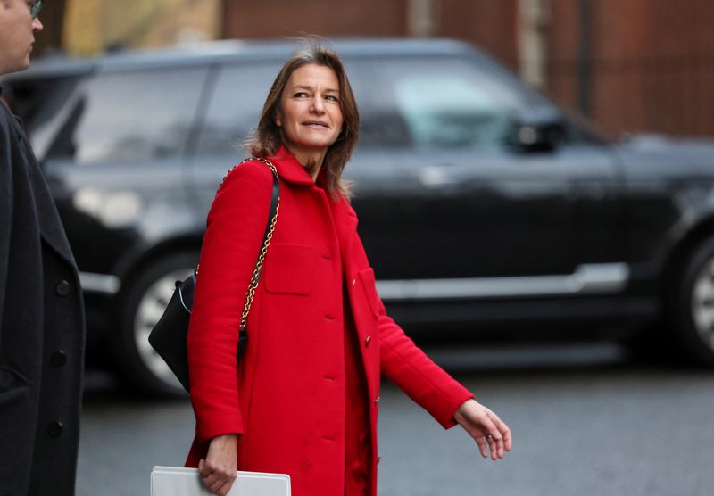 &copy; Reuters. Secretary of State for Culture, Media and Sport Lucy Frazer  walks at 10 Downing Street in London, Britain, December 12, 2023. REUTERS/Hannah McKay
