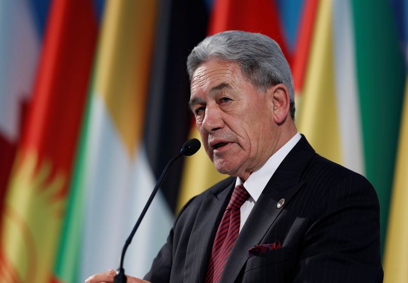 &copy; Reuters. FILE PHOTO: New Zealand's Foreign Minister Winston Peters speaks during a news conference after he attended an emergency meeting of the Organisation of Islamic Cooperation (OIC) in Istanbul, Turkey, March 22, 2019. REUTERS/Murad Sezer