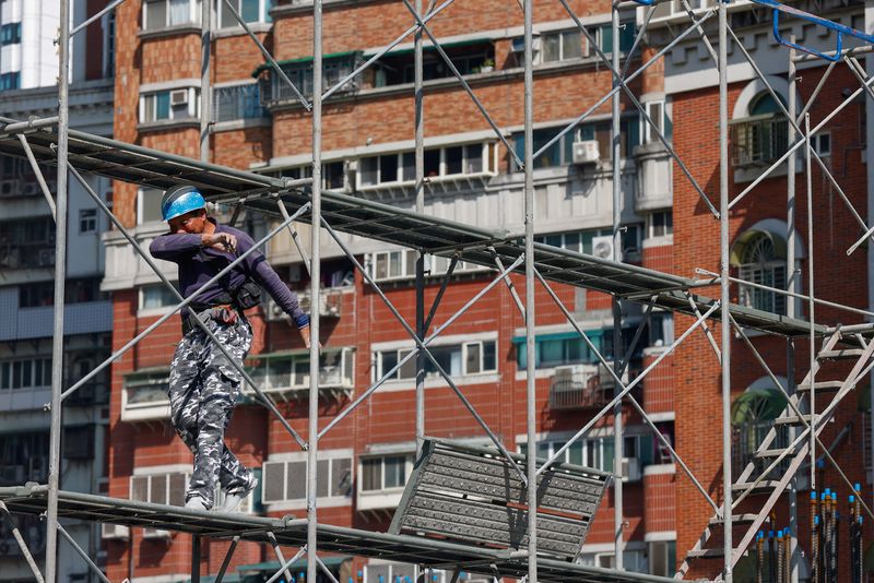&copy; Reuters. A person works at a construction site in New Taipei City, Taiwan January 31, 2024. REUTERS/Ann Wang