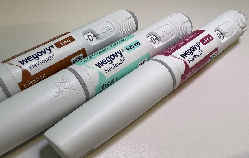 &copy; Reuters. FILE PHOTO: Injection pens of Novo Nordisk's weight-loss drug Wegovy are shown in this photo illustration in Oslo, Norway, November 21, 2023. REUTERS/Victoria Klesty/File Photo