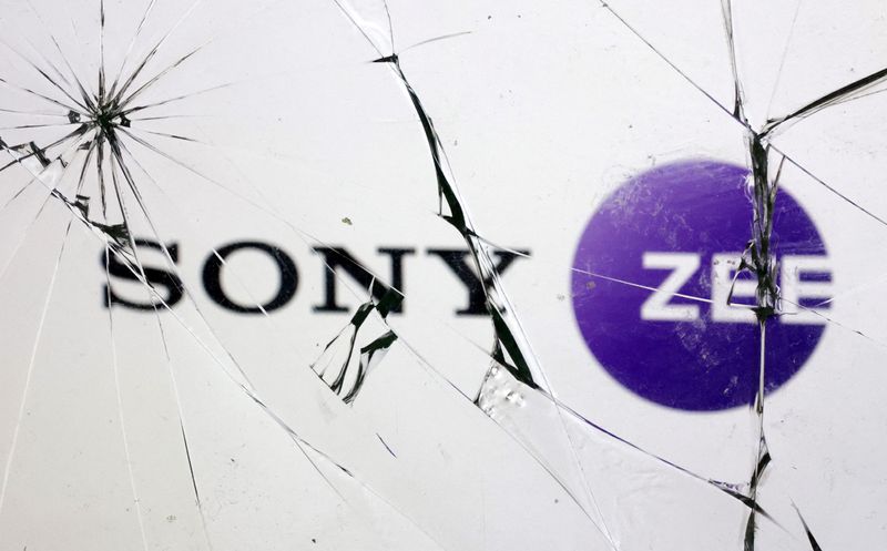 &copy; Reuters. FILE PHOTO: Sony and Zee logos are seen through broken glass in this illustration taken January 30, 2024. REUTERS/Dado Ruvic/Illustration/File Photo