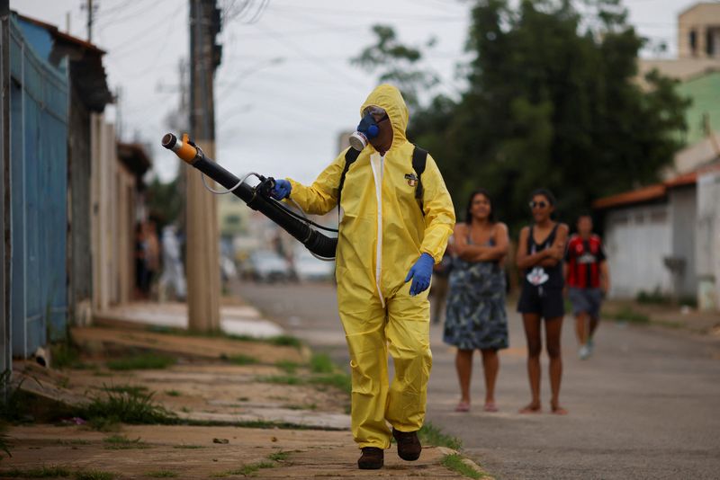 &copy; Reuters. Agente de saúde lança inseticida para matar mosquito "Aedes aegypti" em Ceilândia, no Distrito Federal
24/01/2024
REUTERS/Adriano Machado