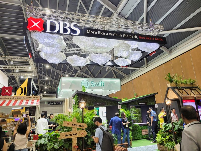 &copy; Reuters. A booth of DBS is pictured at the Singapore FinTech Festival, Singapore, November 4, 2022. REUTERS/Anshuman Daga/File Photo