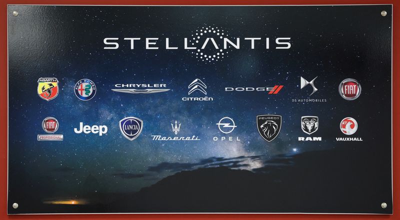 &copy; Reuters. FILE PHOTO: The Stellantis' logo with all the controlled brands  is displayed on a plaque inside the Sevel van-making plant in Atessa, Italy, January 23, 2024. REUTERS/Remo Casilli/File Photo