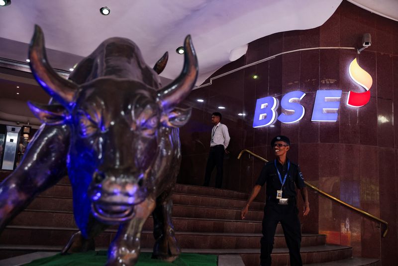 &copy; Reuters. FILE PHOTO: The new logo of the Bombay Stock Exchange (BSE) building is seen in Mumbai, India, July 12, 2023. REUTERS/Francis Mascarenhas
