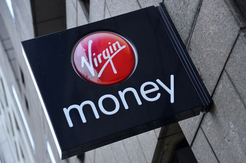 &copy; Reuters. FILE PHOTO: A logo at a branch of Virgin Money bank is seen in London, Britain, March 6, 2013. REUTERS/Toby Melville/File Photo