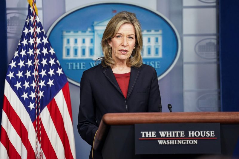 &copy; Reuters. Homeland Security Advisor and Deputy National Security Advisor Dr. Elizabeth Sherwood-Randall speaks about the Colonial Pipeline outage following a cyber attack during the daily press briefing at the White House in Washington, U.S., May 10, 2021. REUTERS/