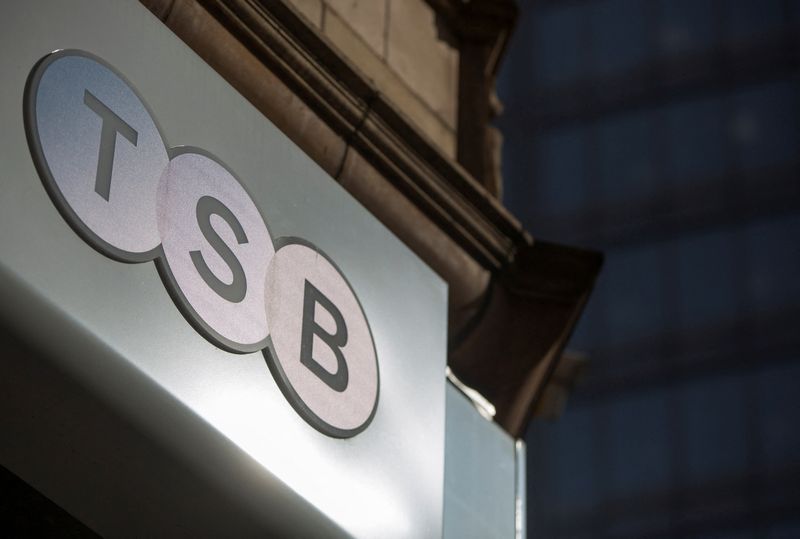 &copy; Reuters. FILE PHOTO: A sign is displayed outside a branch of the TSB bank in central London, Britain, March 12, 2015. REUTERS/Neil Hall/File Photo