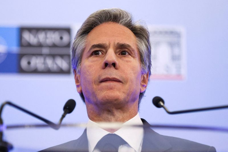 &copy; Reuters. FILE PHOTO: U.S. Secretary of State Antony Blinken looks on during a news conference at the NATO foreign ministers' meeting in Bucharest, Romania, November 30, 2022. REUTERS/Stoyan Nenov