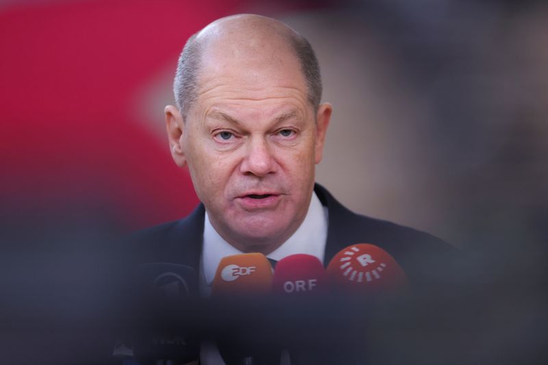 &copy; Reuters. German Chancellor Olaf Scholz speaks to the press as he attends a European Union summit in Brussels, Belgium February 1, 2024. REUTERS/Johanna Geron/ File photo