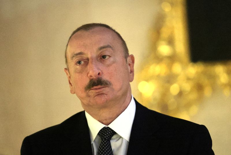 &copy; Reuters. إلهام علييف رئيس أذربيجان في سان بطرسبرج بروسيا يوم 26 ديسمبر كانون الأول 2023. صورة لرويترز من وكالة سبوتنيك الروسية للأنباء.