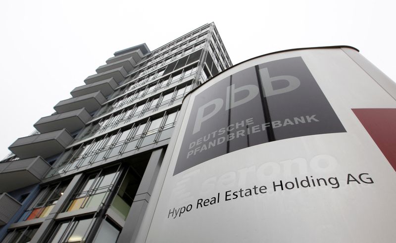&copy; Reuters. FILE PHOTO: The name of German lender Hypo Real Estate 'Deutsche Pfandbriefbank AG' is pictured in front of the company's headquarters in Unterschleissheim October 15, 2010. REUTERS/Michaela Rehle/File Photo