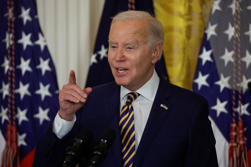 &copy; Reuters. U.S. President Joe Biden delivers remarks during an event at the White House in recognition of Black History Month, in Washington, U.S., February 6, 2024. REUTERS/Evelyn Hockstein