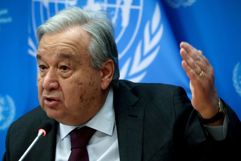 &copy; Reuters. El Secretario General de las Naciones Unidas, António Guterres, habla durante una rueda de prensa en la sede de la ONU en Nueva York, Estados Unidos, el 8 de febrero de 2024. REUTERS/Mike Segar